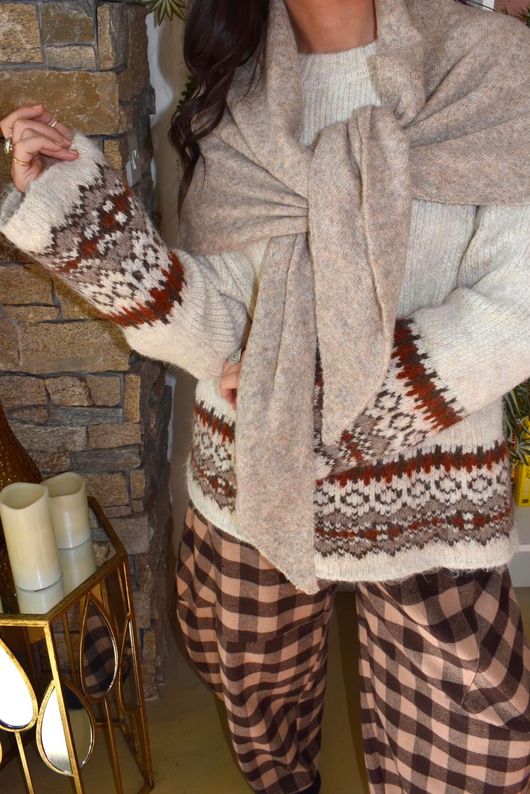 Nora Knit Shawl Mocha Marl